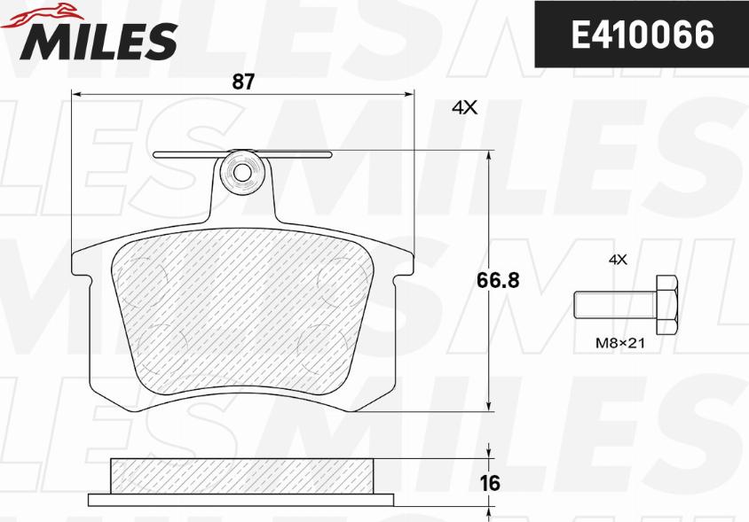 Miles E410066 - Kit de plaquettes de frein, frein à disque cwaw.fr