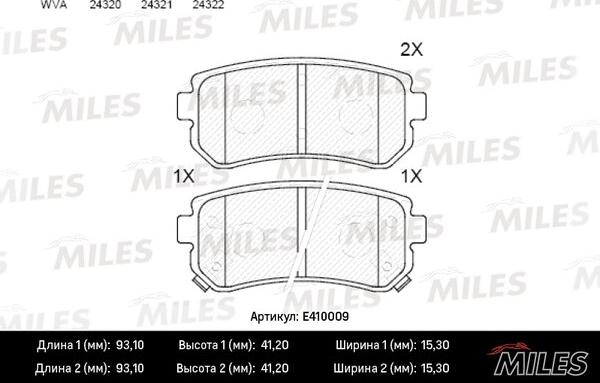 Miles E410009 - Kit de plaquettes de frein, frein à disque cwaw.fr