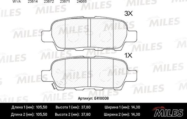 Miles E410008 - Kit de plaquettes de frein, frein à disque cwaw.fr