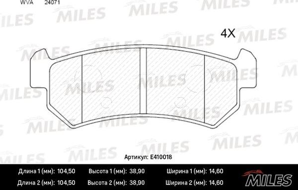 Miles E410018 - Kit de plaquettes de frein, frein à disque cwaw.fr