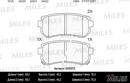 Miles E410073 - Kit de plaquettes de frein, frein à disque cwaw.fr