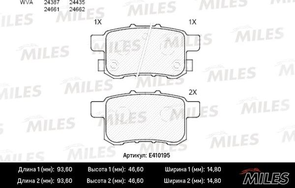 Miles E410195 - Kit de plaquettes de frein, frein à disque cwaw.fr