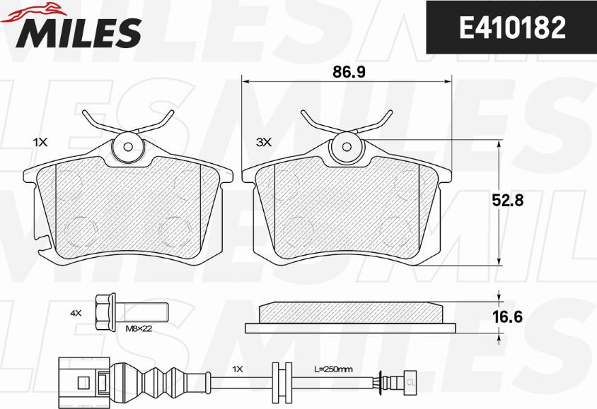 Miles E410182 - Kit de plaquettes de frein, frein à disque cwaw.fr