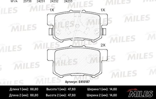 Miles E410187 - Kit de plaquettes de frein, frein à disque cwaw.fr