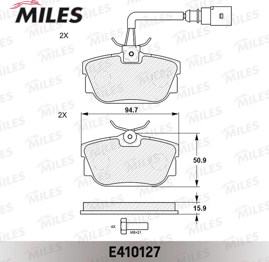 Miles E410127 - Kit de plaquettes de frein, frein à disque cwaw.fr