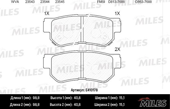 Miles E410178 - Kit de plaquettes de frein, frein à disque cwaw.fr