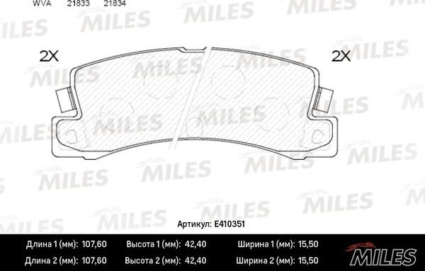 Miles E410351 - Kit de plaquettes de frein, frein à disque cwaw.fr