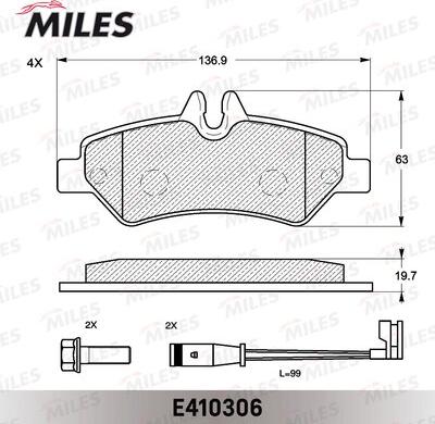 Miles E410306 - Kit de plaquettes de frein, frein à disque cwaw.fr