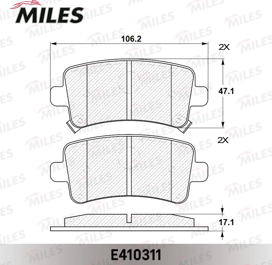 Miles E410311 - Kit de plaquettes de frein, frein à disque cwaw.fr