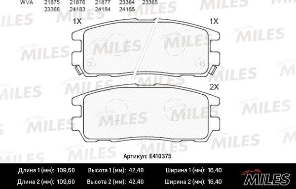 Miles E410375 - Kit de plaquettes de frein, frein à disque cwaw.fr