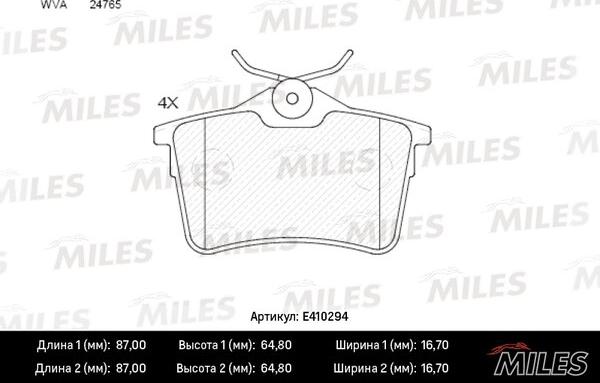 Miles E410294 - Kit de plaquettes de frein, frein à disque cwaw.fr