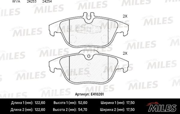 Miles E410261 - Kit de plaquettes de frein, frein à disque cwaw.fr