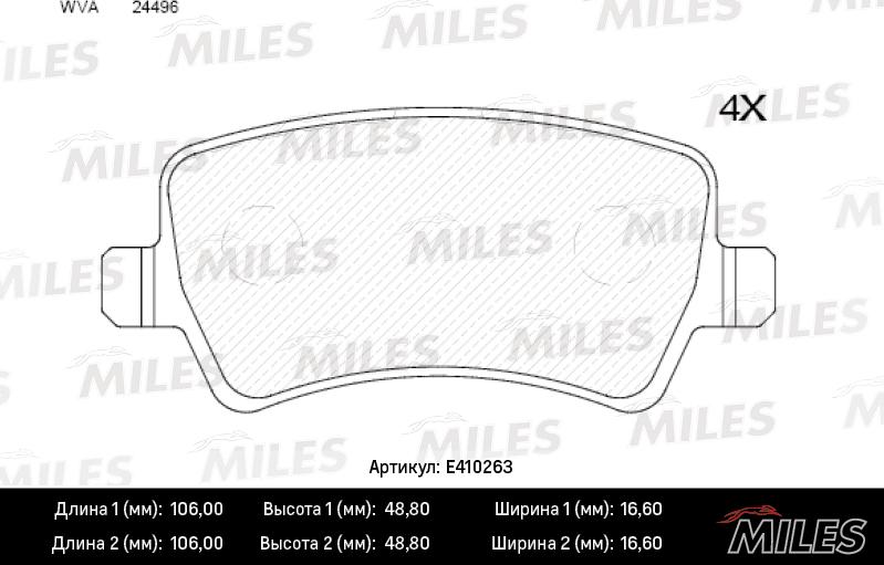 Miles E410263 - Kit de plaquettes de frein, frein à disque cwaw.fr