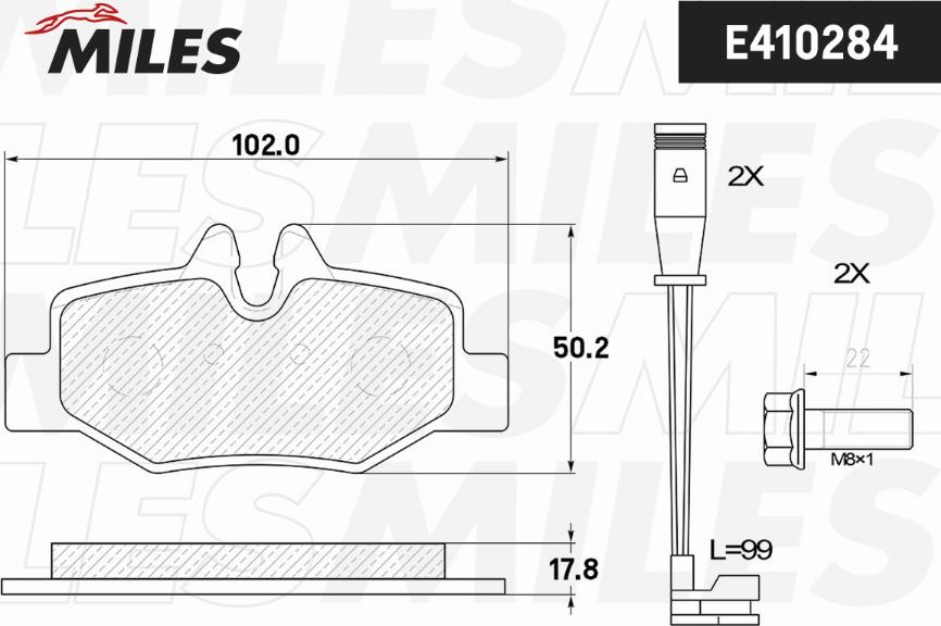 Miles E410284 - Kit de plaquettes de frein, frein à disque cwaw.fr