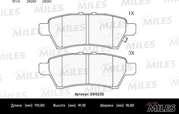 Miles E410235 - Kit de plaquettes de frein, frein à disque cwaw.fr