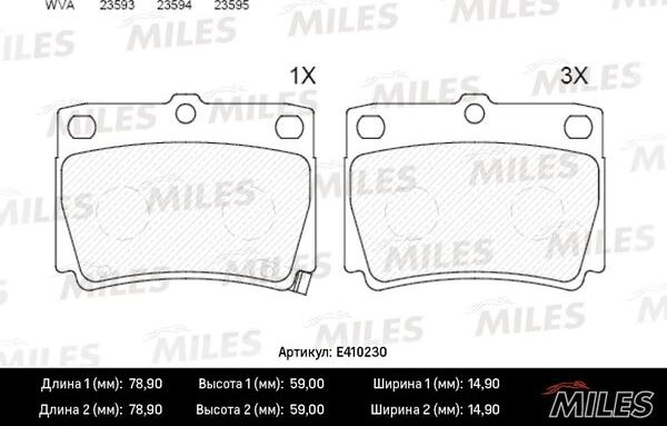 Miles E410230 - Kit de plaquettes de frein, frein à disque cwaw.fr