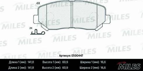 Miles E500447 - Kit de plaquettes de frein, frein à disque cwaw.fr