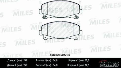 Miles E500416 - Kit de plaquettes de frein, frein à disque cwaw.fr