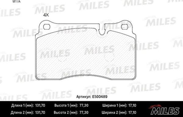 Miles E500489 - Kit de plaquettes de frein, frein à disque cwaw.fr