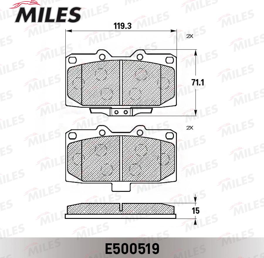 Miles E500519 - Kit de plaquettes de frein, frein à disque cwaw.fr