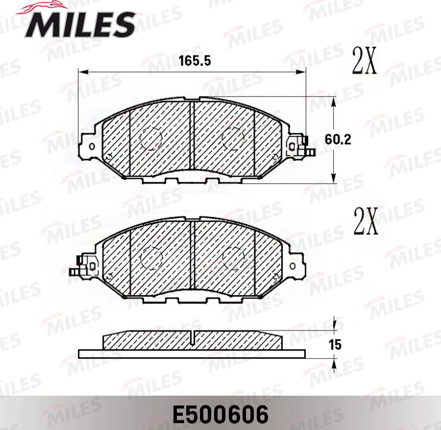 Miles E500606 - Kit de plaquettes de frein, frein à disque cwaw.fr