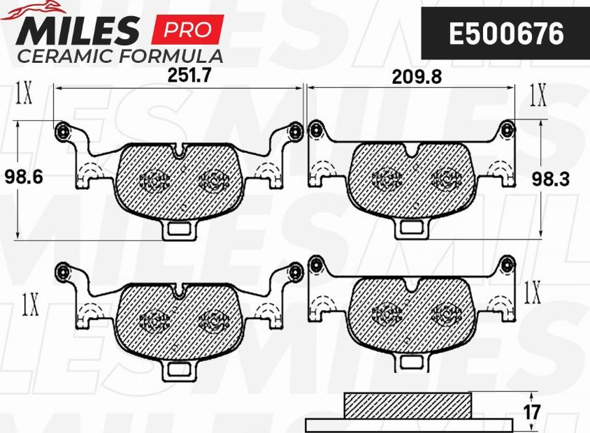 Miles E500676 - Kit de plaquettes de frein, frein à disque cwaw.fr