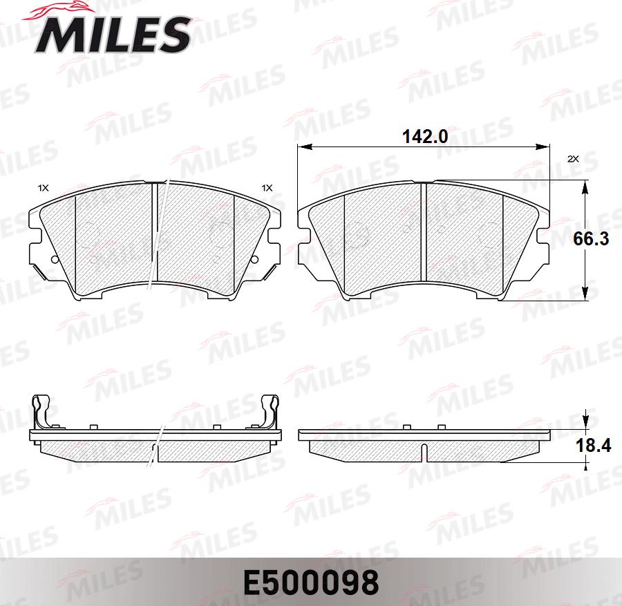 Miles E500098 - Kit de plaquettes de frein, frein à disque cwaw.fr