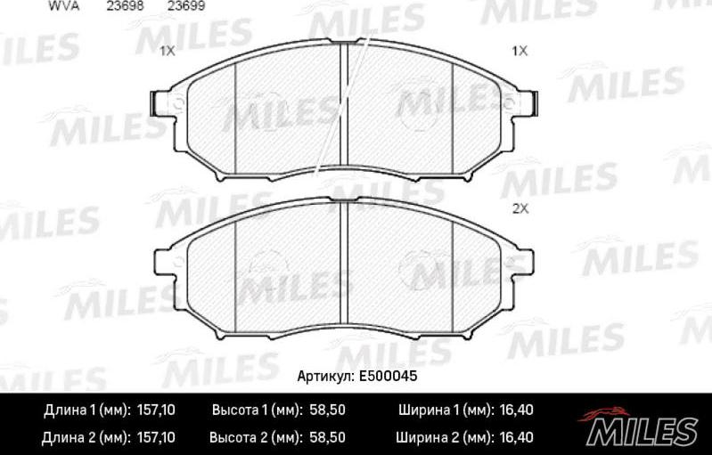 Miles E500045 - Kit de plaquettes de frein, frein à disque cwaw.fr