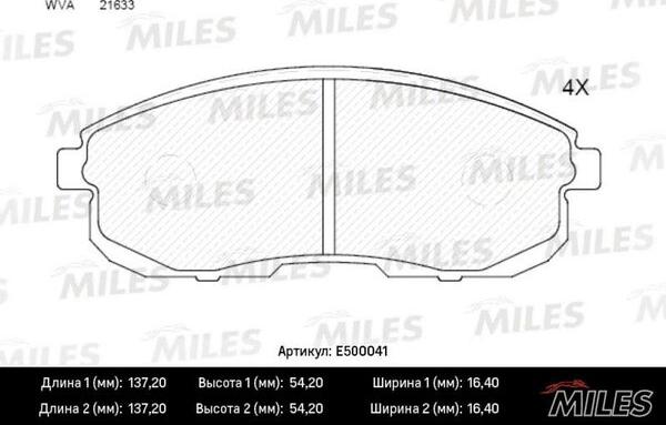 Miles E500041 - Kit de plaquettes de frein, frein à disque cwaw.fr