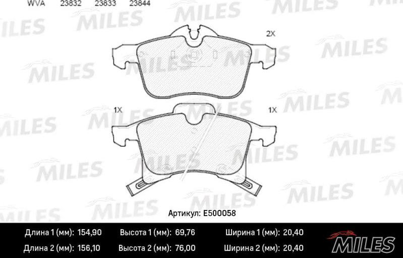 Miles E500058 - Kit de plaquettes de frein, frein à disque cwaw.fr