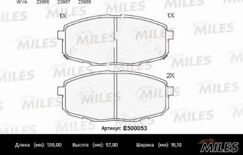 Miles E500053 - Kit de plaquettes de frein, frein à disque cwaw.fr