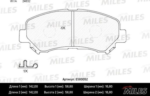 Miles E500052 - Kit de plaquettes de frein, frein à disque cwaw.fr