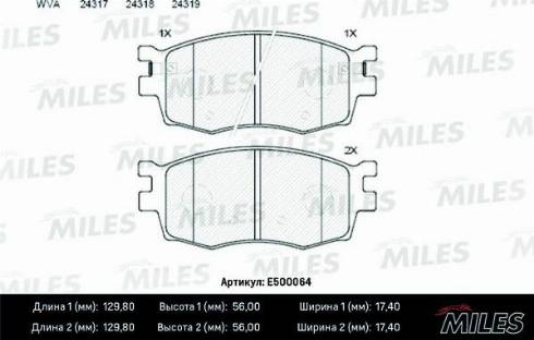 Miles E500064 - Kit de plaquettes de frein, frein à disque cwaw.fr