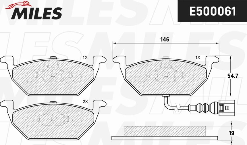 Miles E500061 - Kit de plaquettes de frein, frein à disque cwaw.fr