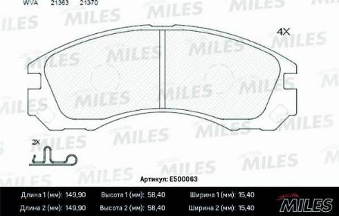 Miles E500063 - Kit de plaquettes de frein, frein à disque cwaw.fr