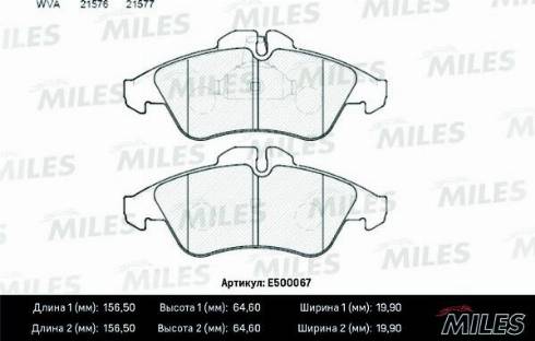 Miles E500067 - Kit de plaquettes de frein, frein à disque cwaw.fr