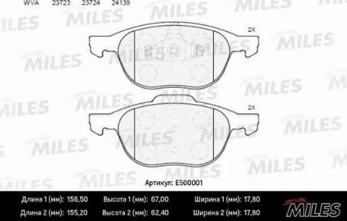 Miles E500001 - Kit de plaquettes de frein, frein à disque cwaw.fr