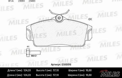 Miles E500016 - Kit de plaquettes de frein, frein à disque cwaw.fr