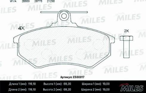 Miles E500017 - Kit de plaquettes de frein, frein à disque cwaw.fr