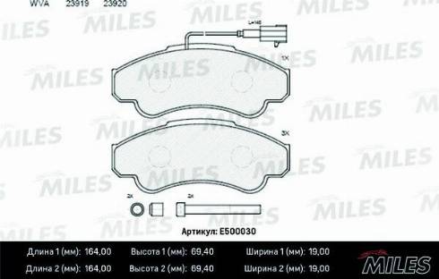 Miles E500030 - Kit de plaquettes de frein, frein à disque cwaw.fr