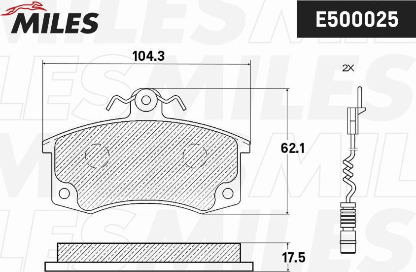 Miles E500025 - Kit de plaquettes de frein, frein à disque cwaw.fr