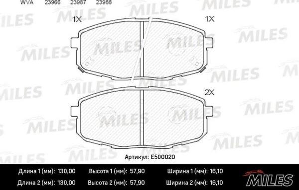 Miles E500020 - Kit de plaquettes de frein, frein à disque cwaw.fr