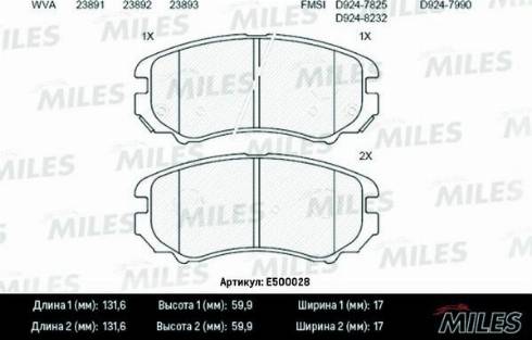 Miles E500028 - Kit de plaquettes de frein, frein à disque cwaw.fr