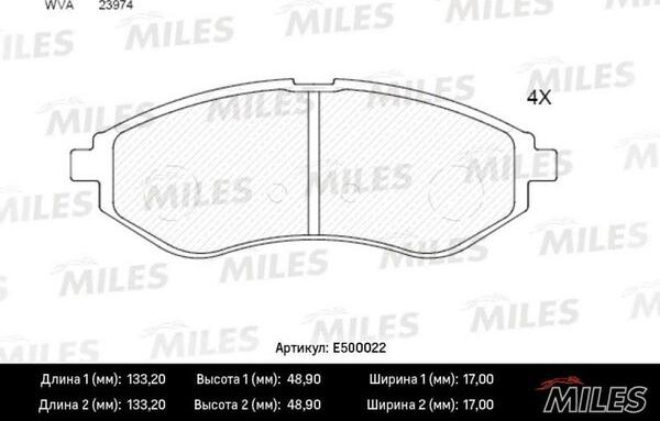 Miles E500022 - Kit de plaquettes de frein, frein à disque cwaw.fr