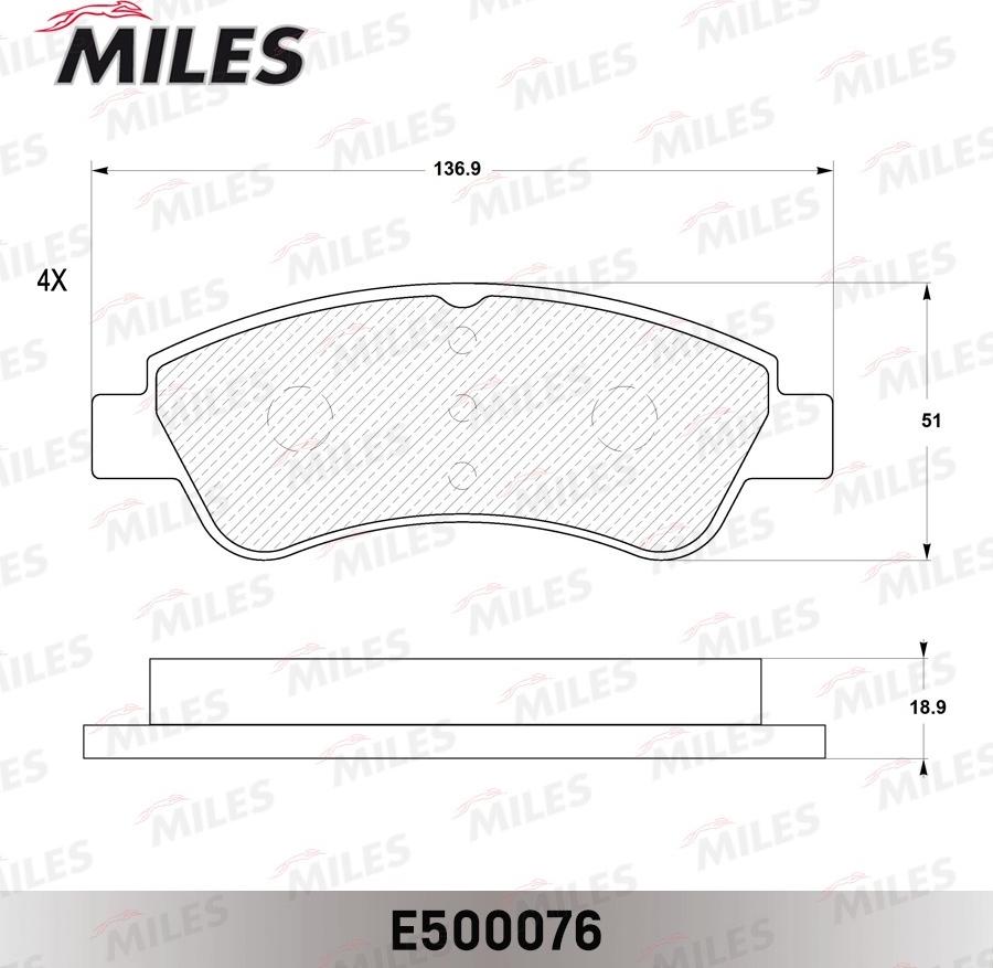 Miles E500076 - Kit de plaquettes de frein, frein à disque cwaw.fr