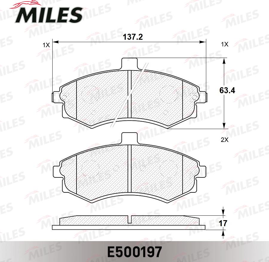 Miles E500197 - Kit de plaquettes de frein, frein à disque cwaw.fr