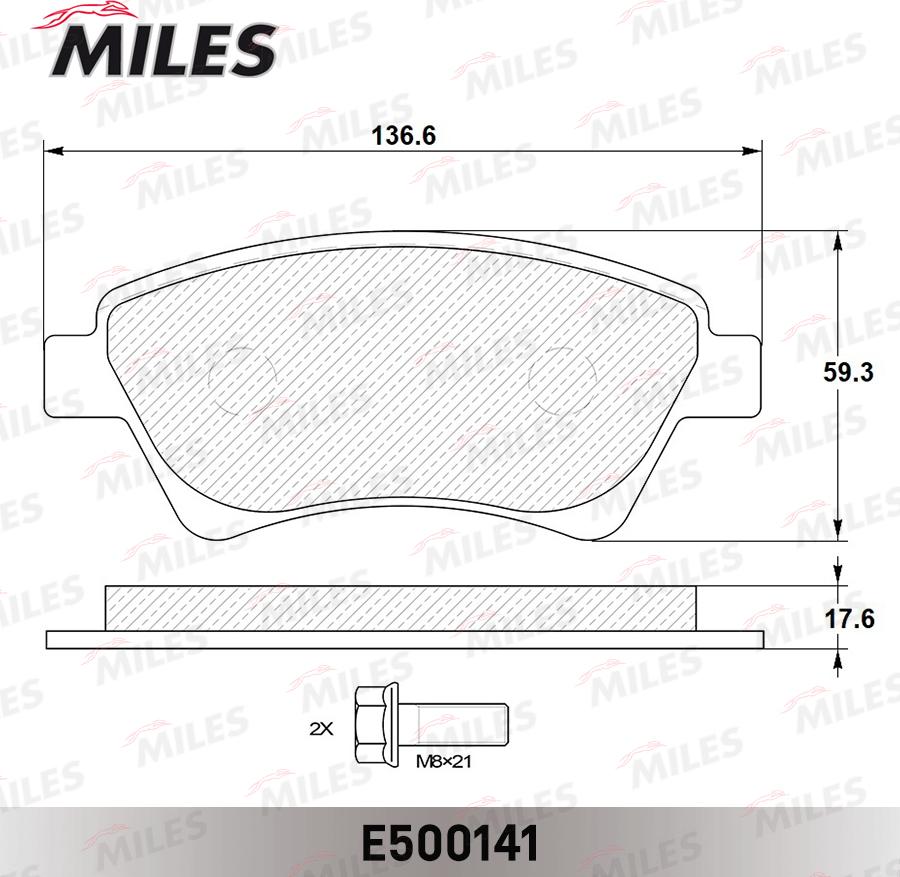 Miles E500141 - Kit de plaquettes de frein, frein à disque cwaw.fr