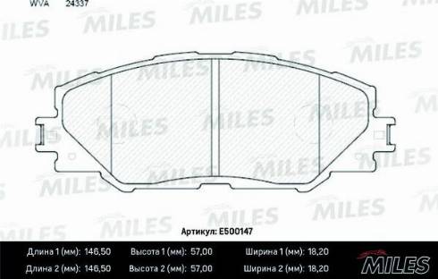 Miles E500147 - Kit de plaquettes de frein, frein à disque cwaw.fr