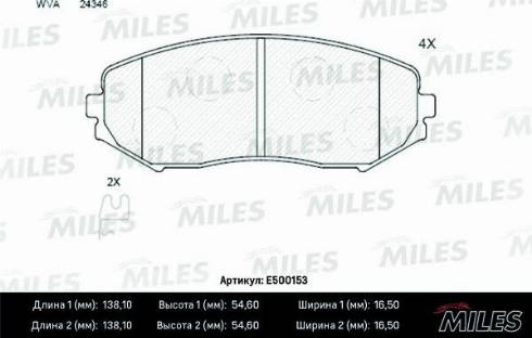 Miles E500153 - Kit de plaquettes de frein, frein à disque cwaw.fr