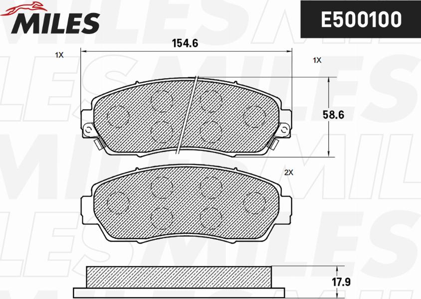 Miles E500100 - Kit de plaquettes de frein, frein à disque cwaw.fr